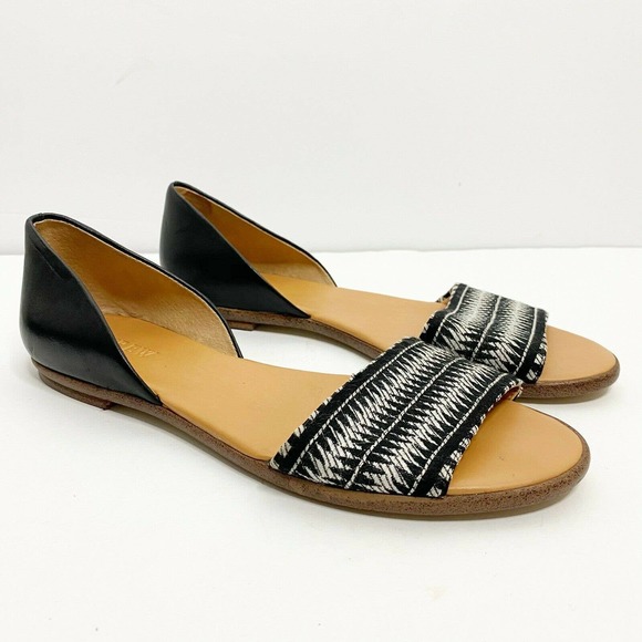J Crew Leather Striped Textile Shoe D'Orsay Flat - Picture 3 of 7